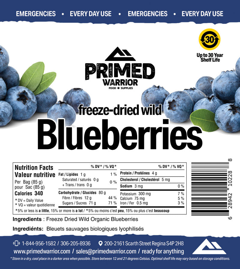 Primed Warrior Freeze Dried Wild Blueberries