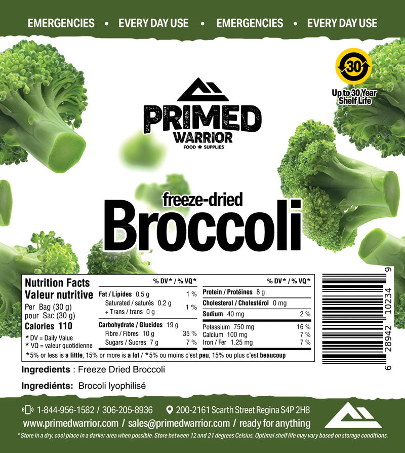 Primed Warrior Freeze-Dried Broccoli