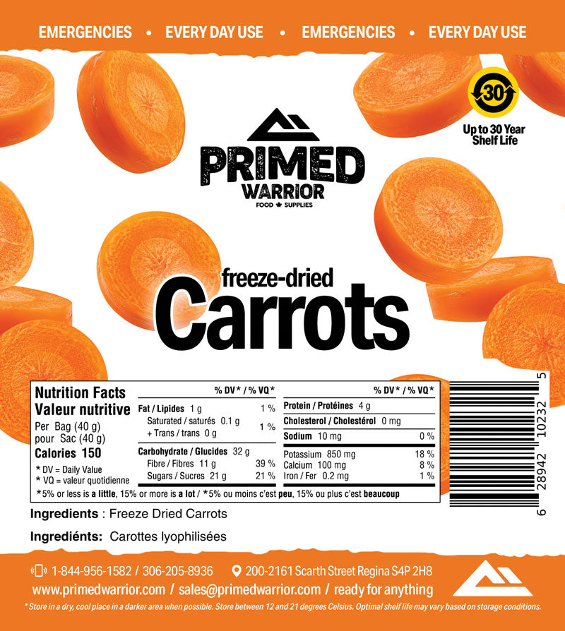 Primed Warrior Freeze-Dried Carrots