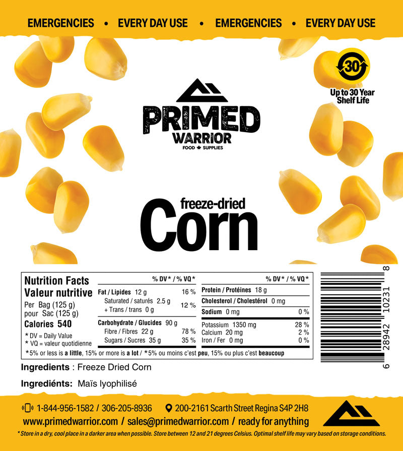 Primed Warrior Freeze-Dried Corn