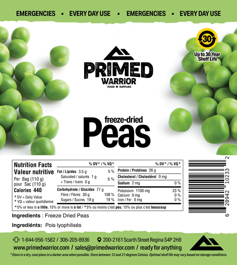Primed Warrior Freeze-Dried Peas